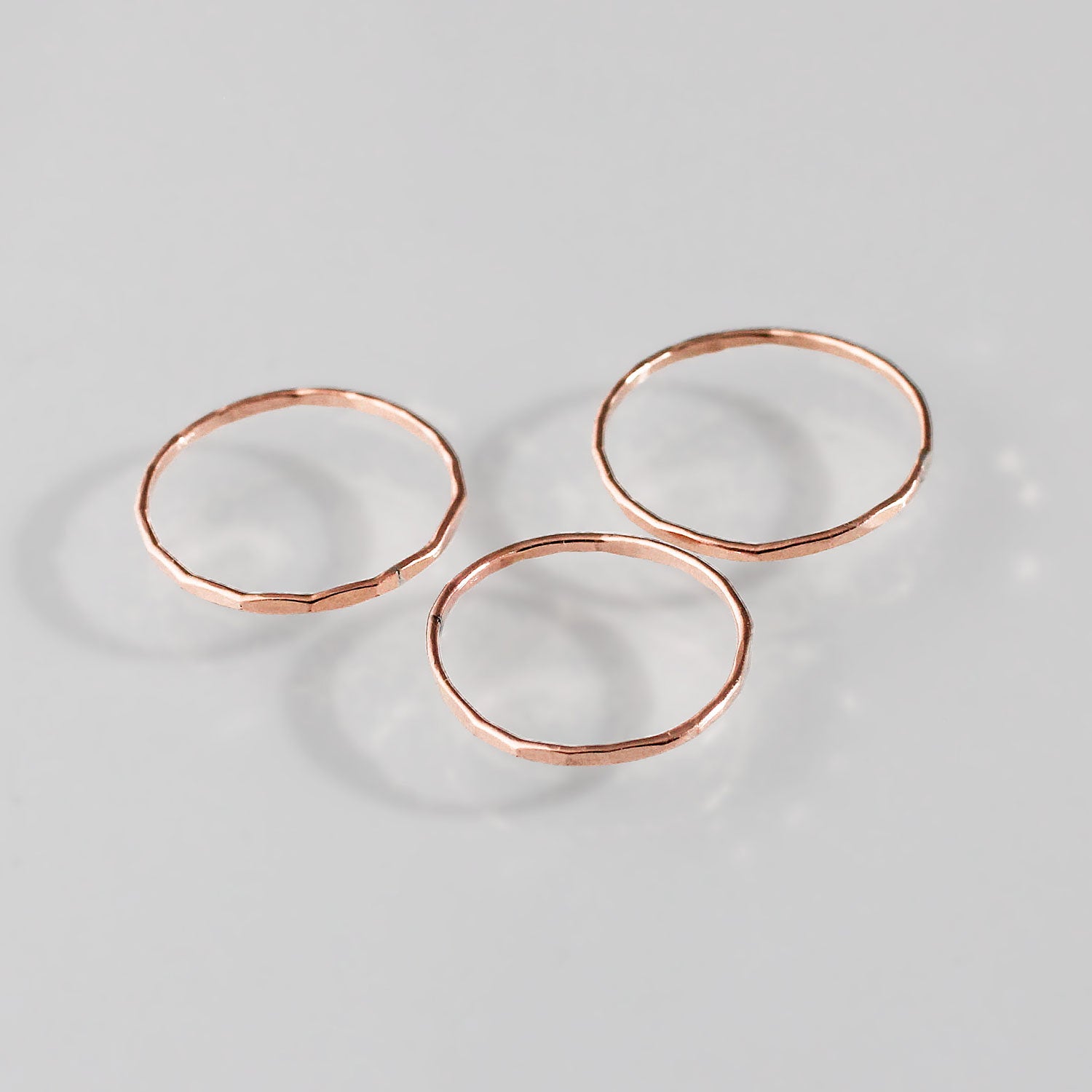 set of three thin rose gold filled stacking rings