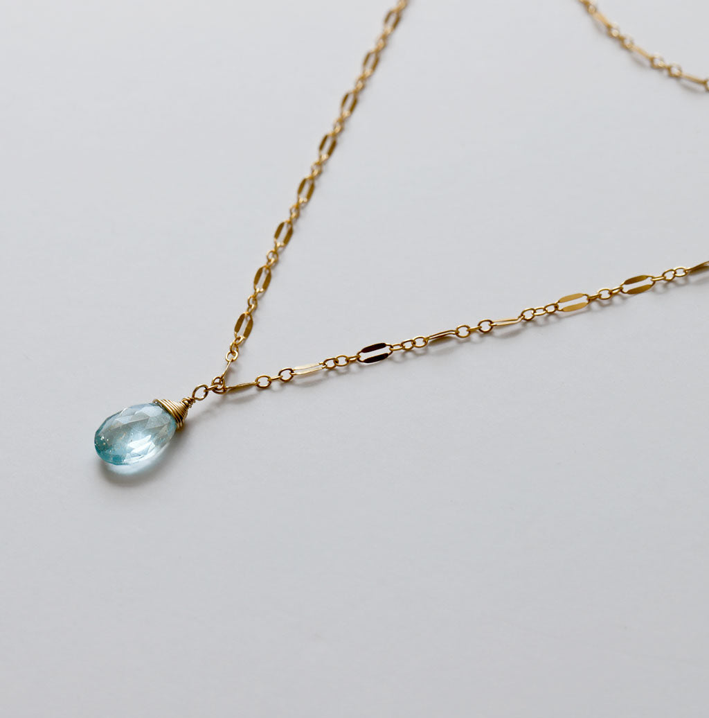 Choker Wrap Gemstone Necklace - Blue Topaz