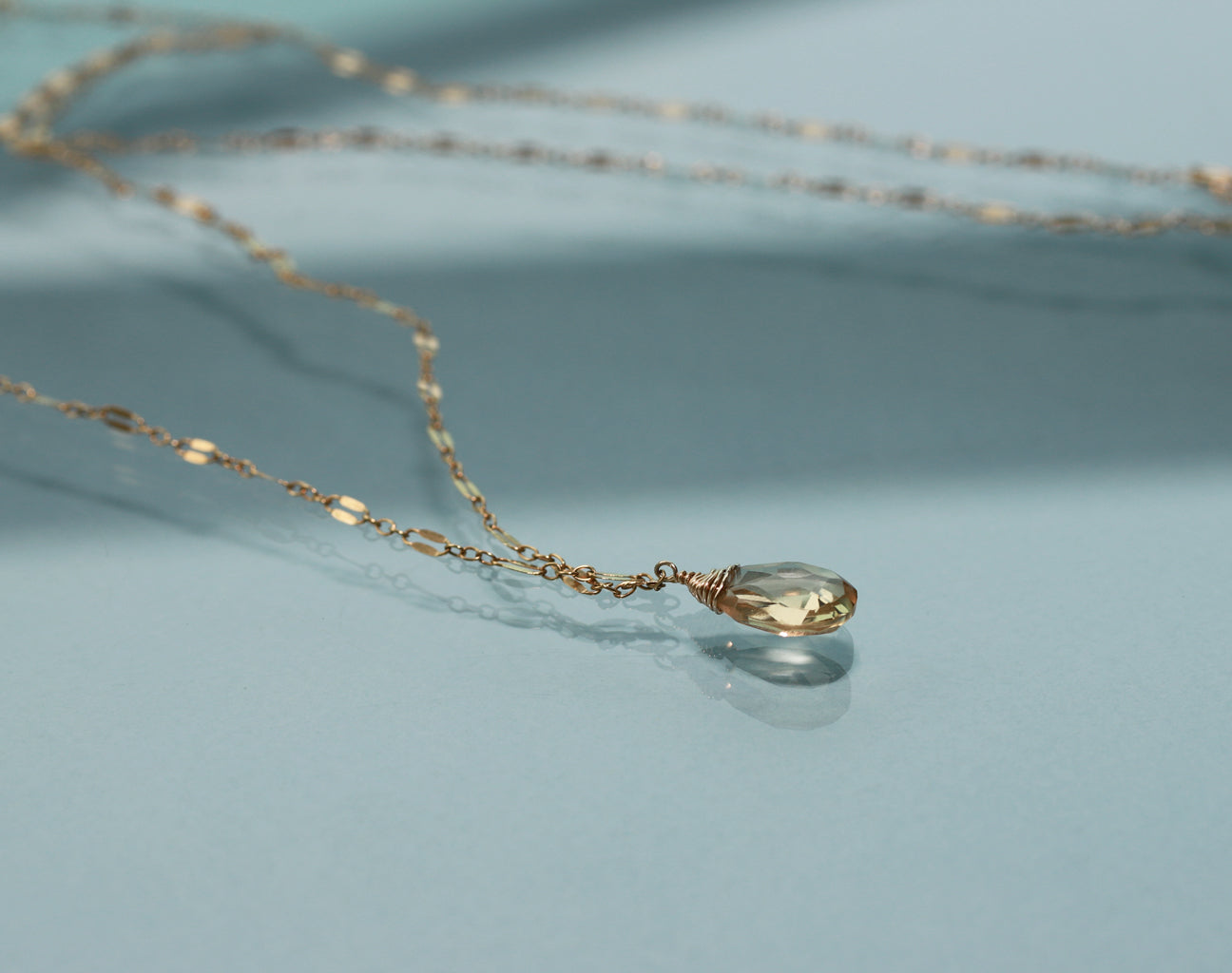 champagne quartz and gold necklace