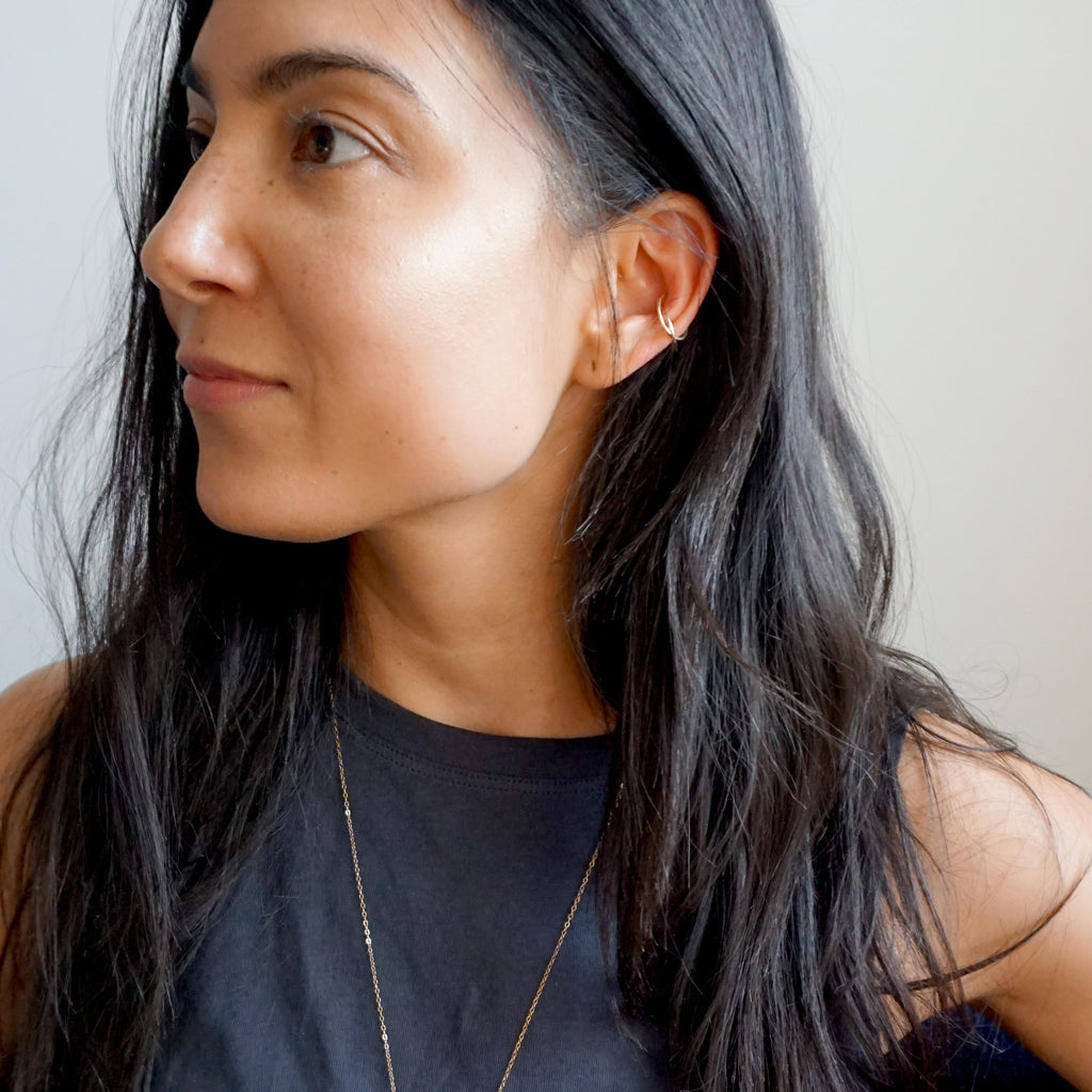 silver hoop earrings and silver cartilage hoop