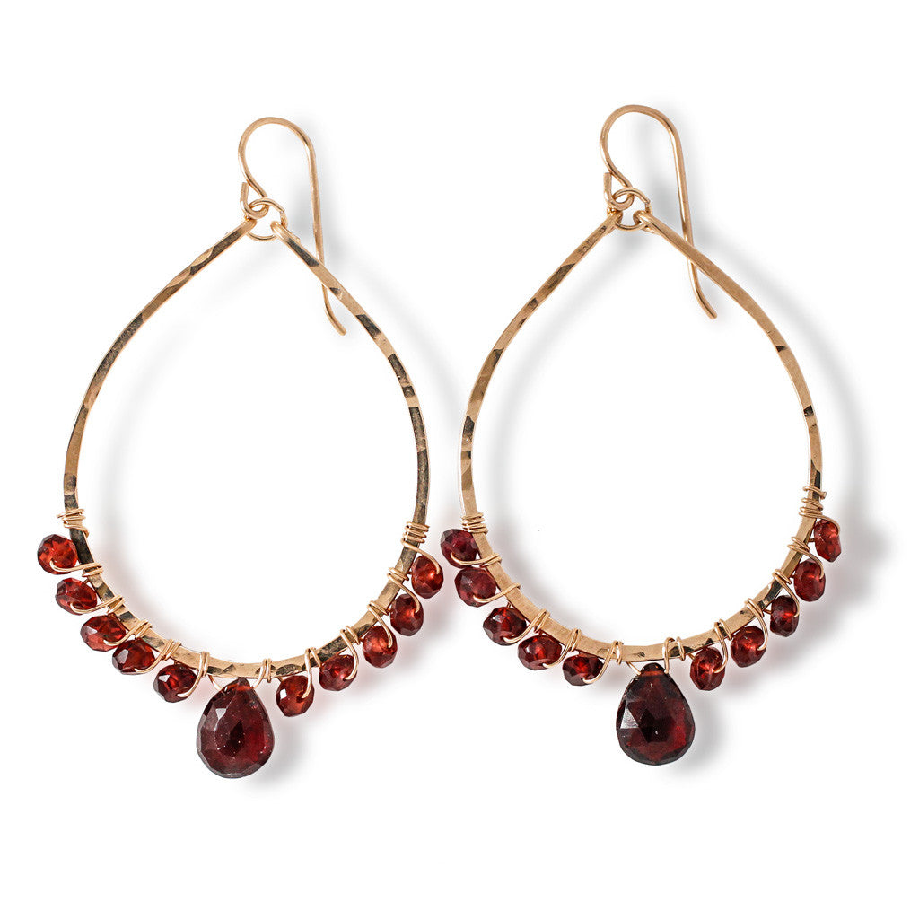 garnet and gold teardrop earrings