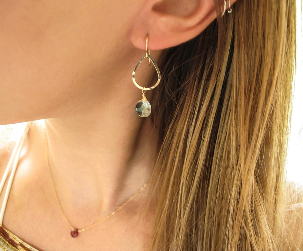 green amethyst and gold earrings by delia langan jewelry