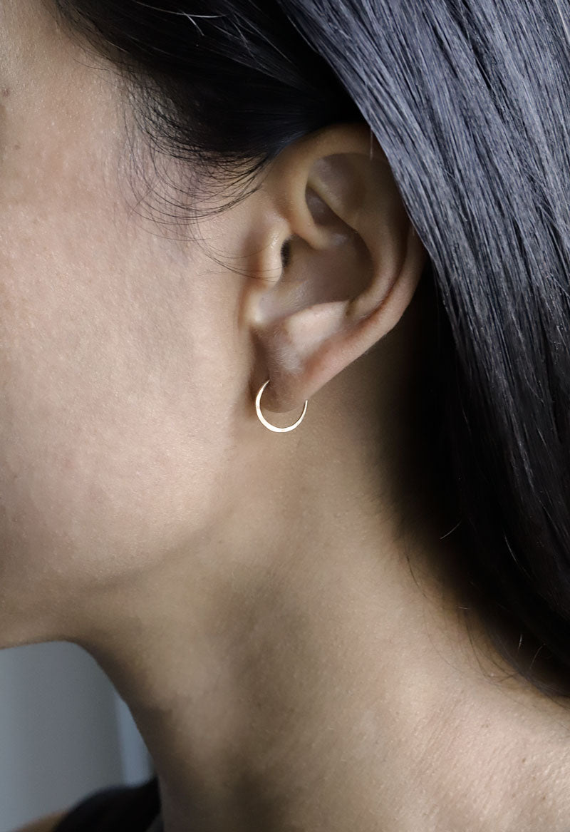 Solid 14k Gold Tiny Ball Hug Hoop