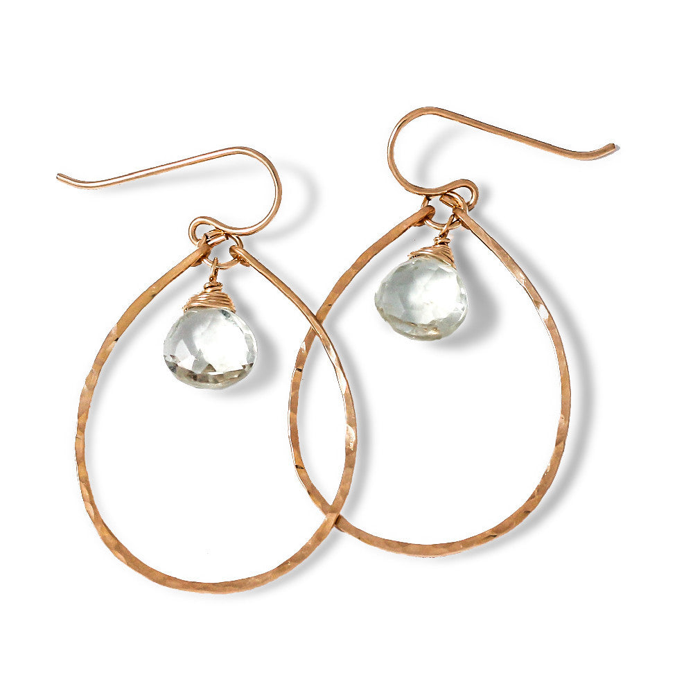 Green Amethyst Gemstone outlet Hoops/14k Gold Filled