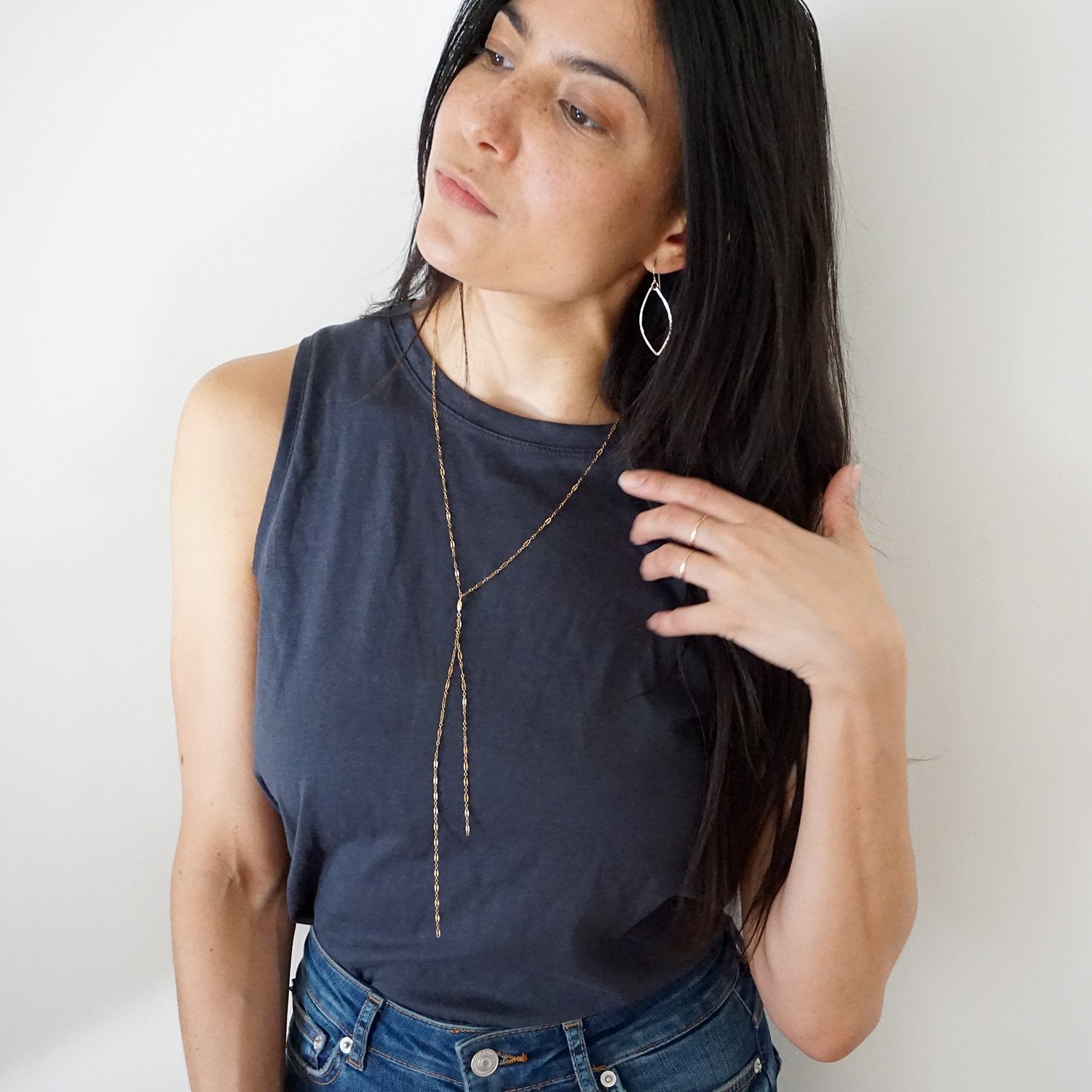 long gold sequin y layering necklace by delia langan jewelry