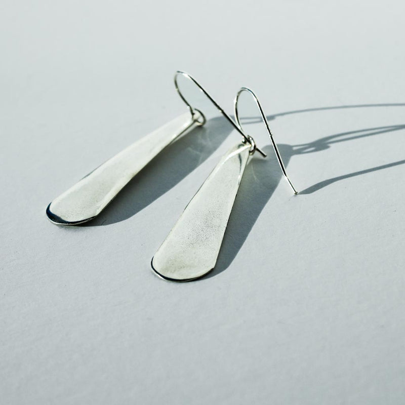 long simple sterling silver teardrop earrings