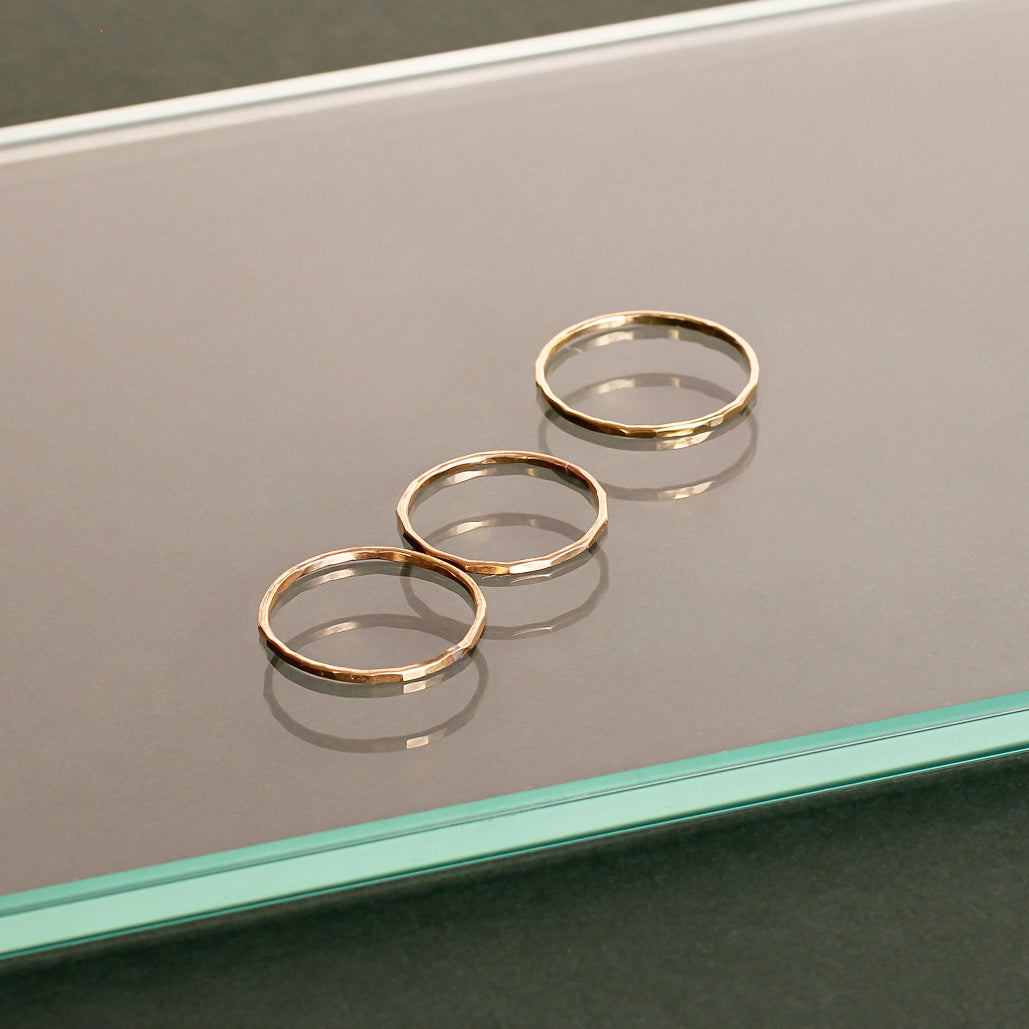 thin gold stacking rings by delia langan jewelry