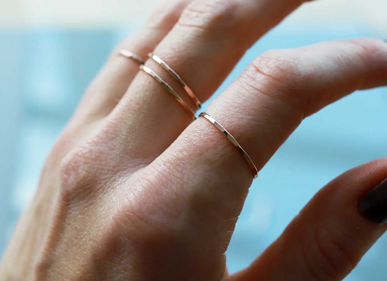 thin rose gold stacking rings