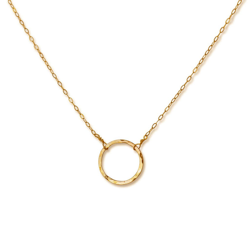 dainty 14k gold filled circle necklace delia langan jewelry