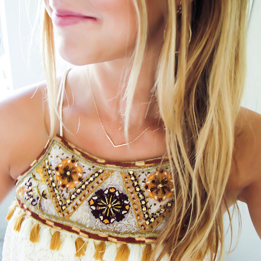 dainty gold v necklace delia langan jewelry