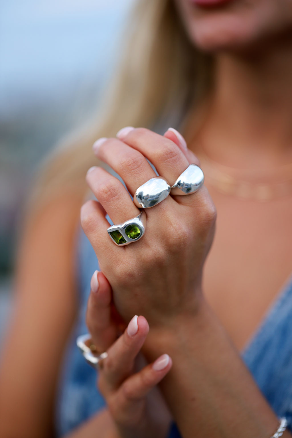Peridot Toi et Moi Ring