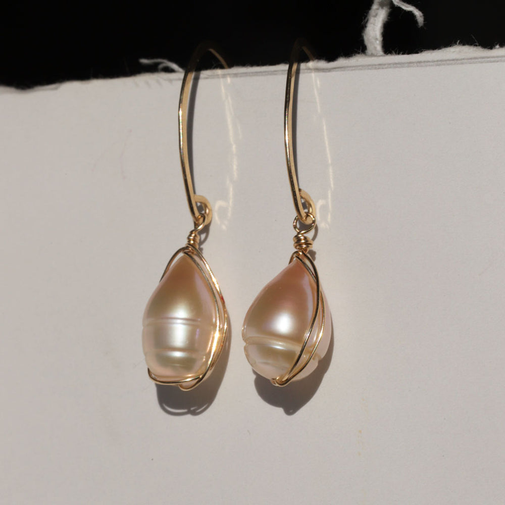 Large Pearl Teardrops - Extra Large Peach Pearl Drops