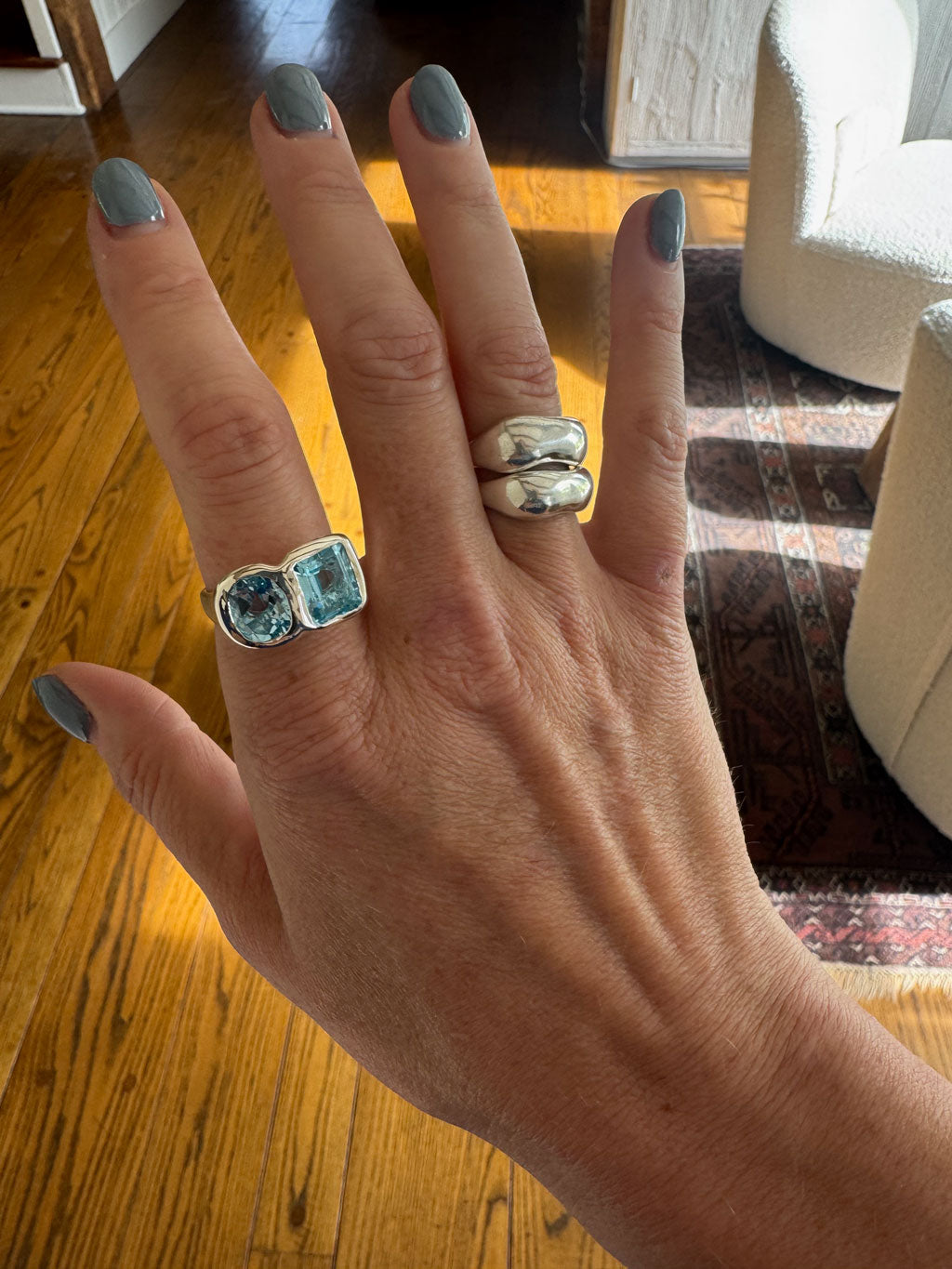 Lemon Citrine & Green Amethyst Toi et Moi Ring