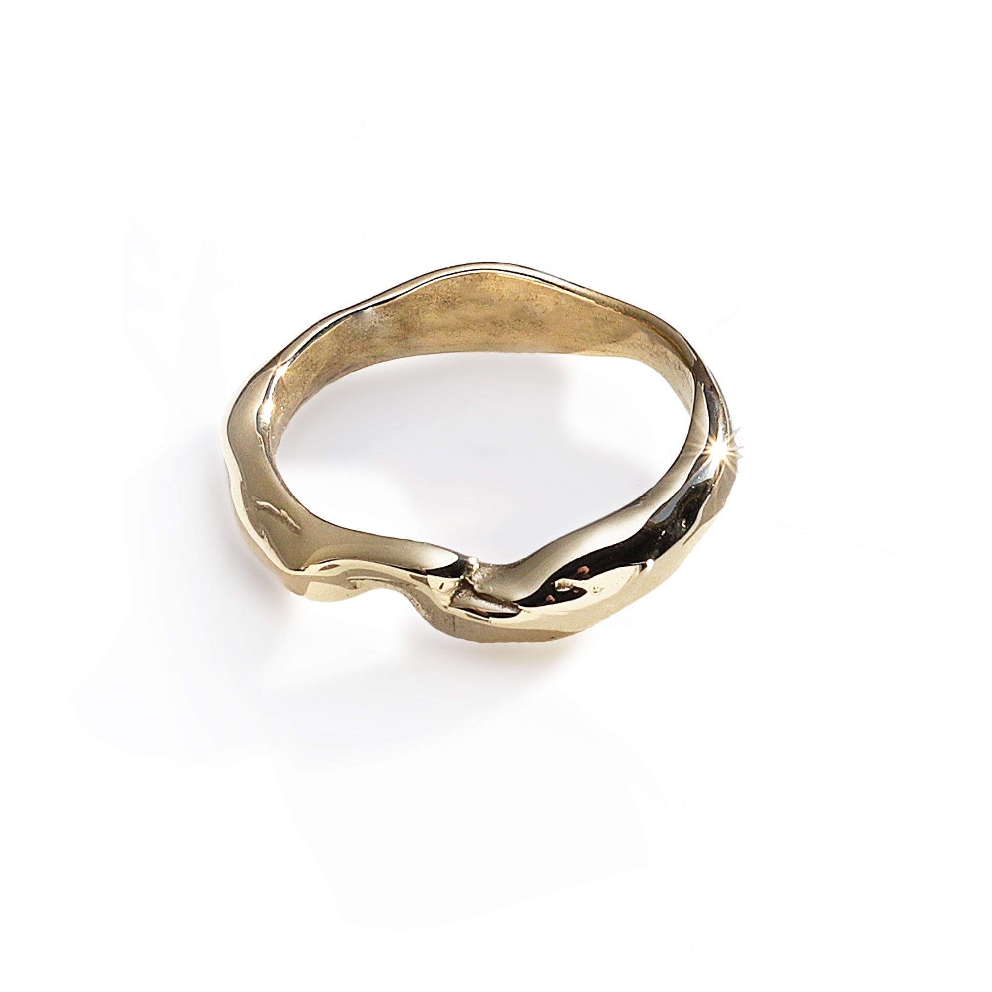 wavy melty solid gold band ring