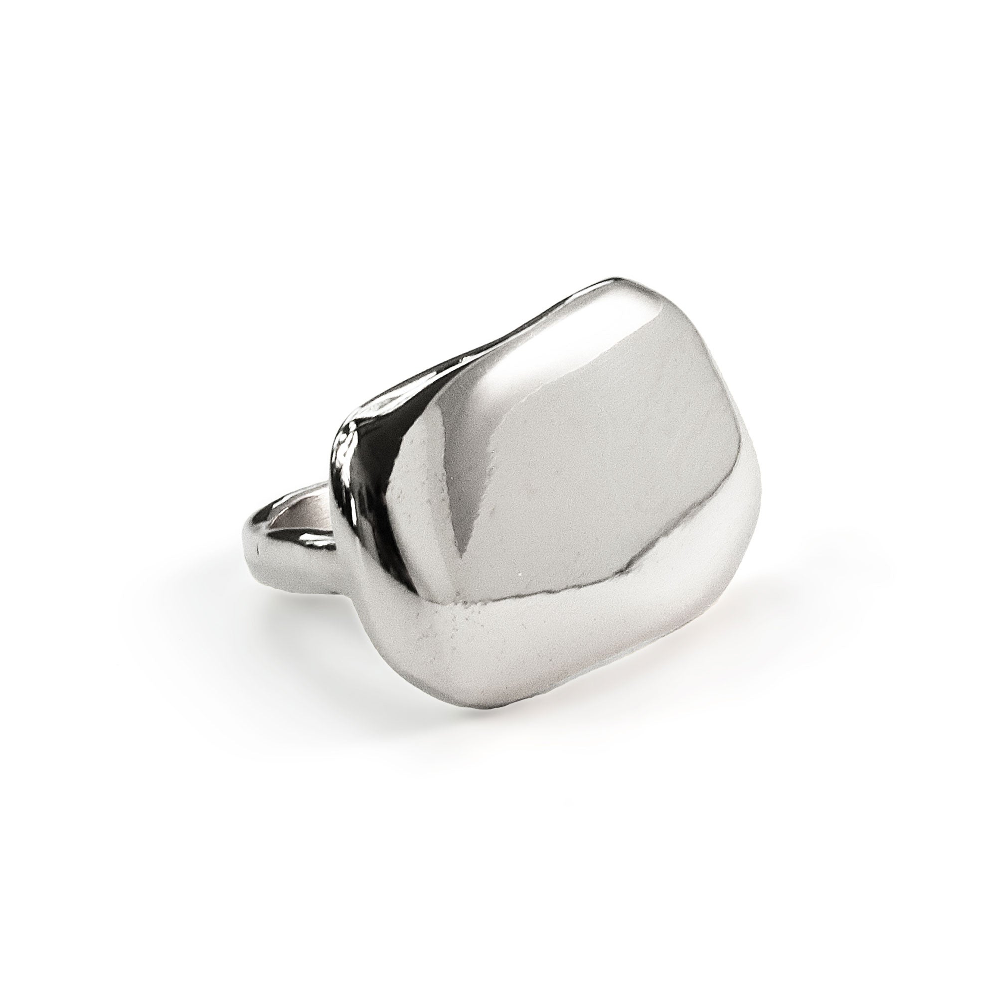 organic flat top silver statement ring
