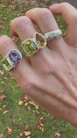 Amethyst & Lemon Citrine Large Toi et Moi Ring
