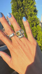 Lemon Citrine & Green Amethyst Toi et Moi Ring
