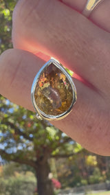 Tilted Pear Citrine Gemstone Ring