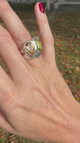 Lemon & Golden Citrine Large Toi et Moi Ring