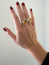 Tilted Pear Citrine Gemstone Ring