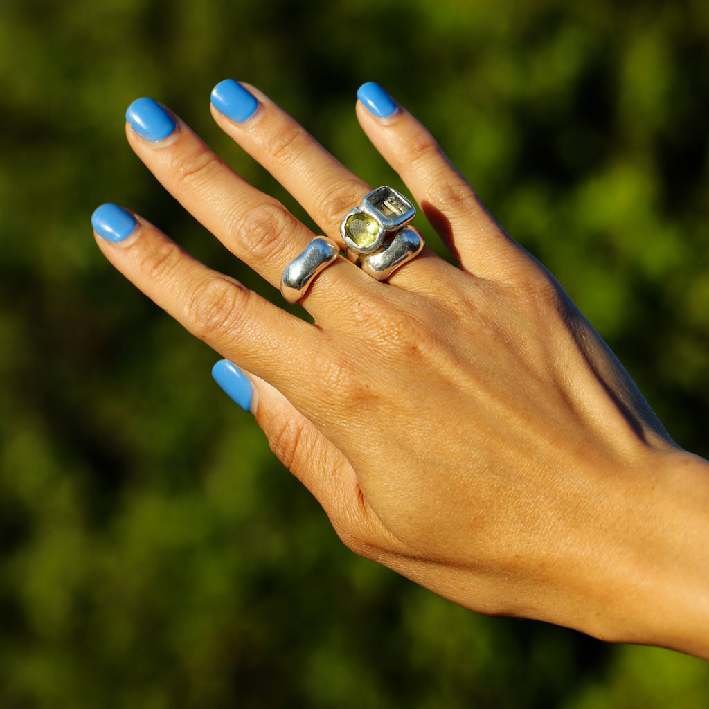 Lemon Citrine & Green Amethyst Toi et Moi Ring