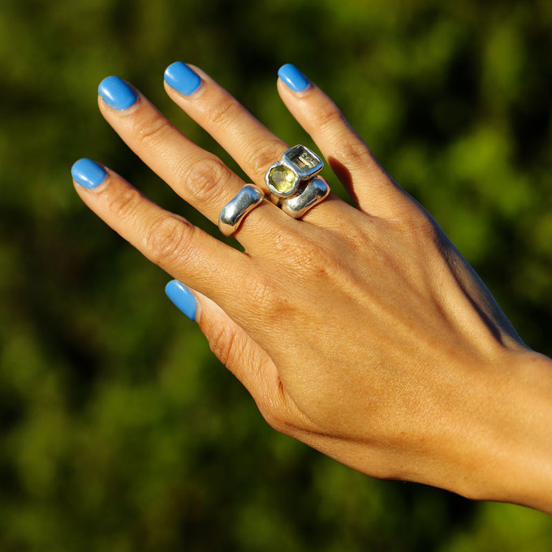Lemon Citrine & Green Amethyst Toi et Moi Ring