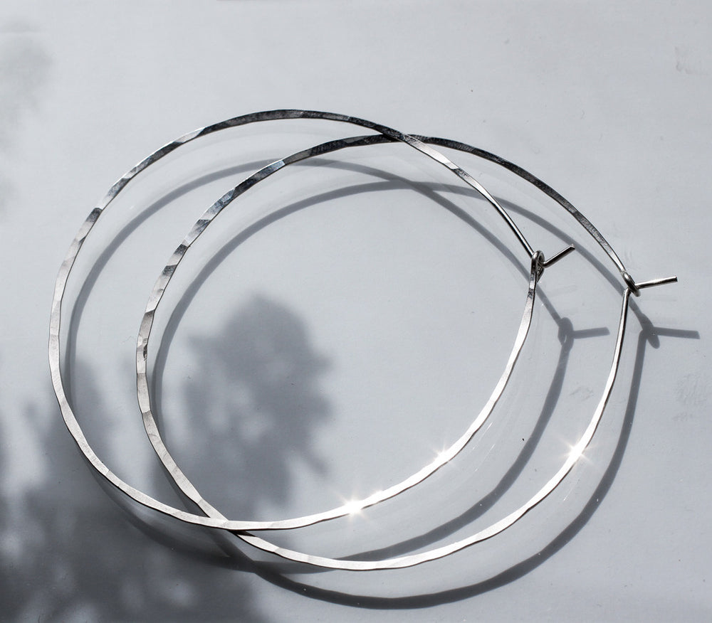 Large 3.5 Inch Hoop Earrings - Gold Tone Or Silver Tone, Thin & Lightweight Hoops, Simple Classic Style
