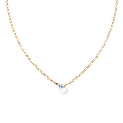 14k gold filled moonstone short gemstone necklace on a white surface