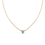 dainty silver pyrite necklace on delicate gold chain