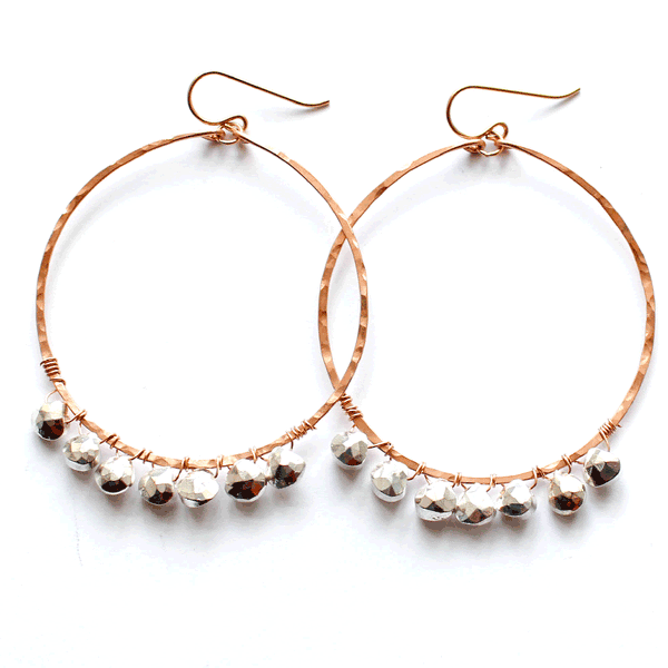pyrite and gold earrings by delia langan jewelry
