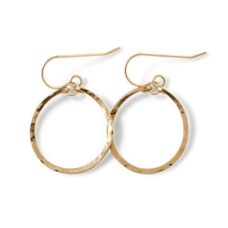 14k gold filled baby hoop earrings on a white surface