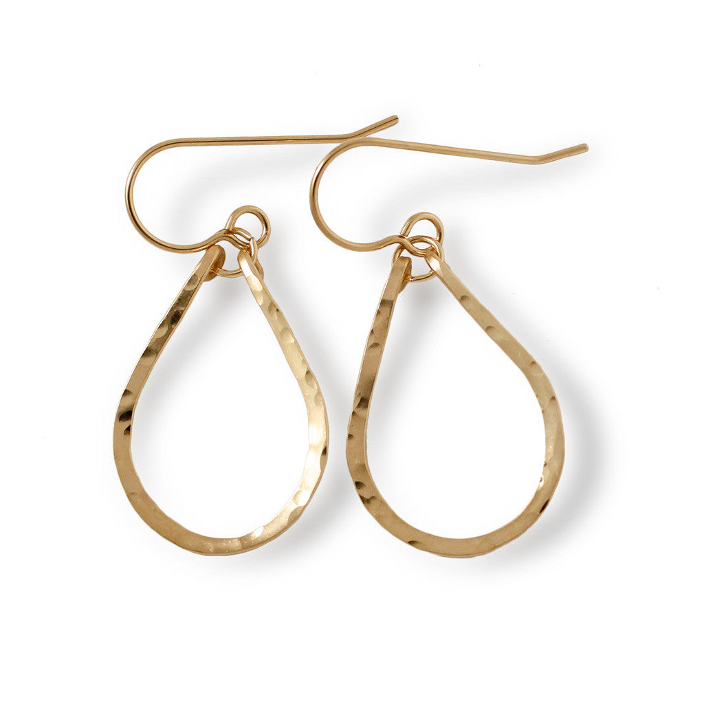 small tiny gold teardrop drop earrings by delia langan jewelry