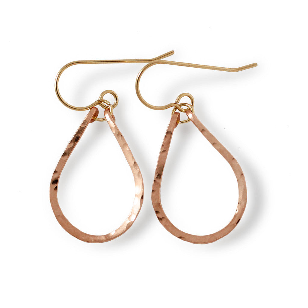 small tiny rose gold teardrop drop earrings by delia langan jewelry