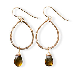 beer quartz and gold teardrop earrings by delia langan jewelry