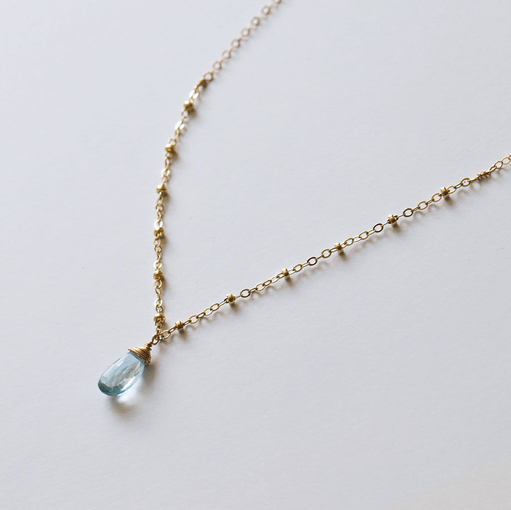 Gemstone Beaded Pendant - Aquamarine