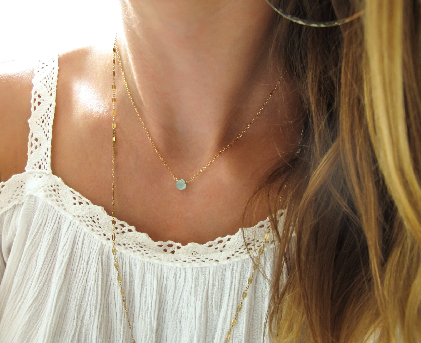 Gold chalcedony necklace online