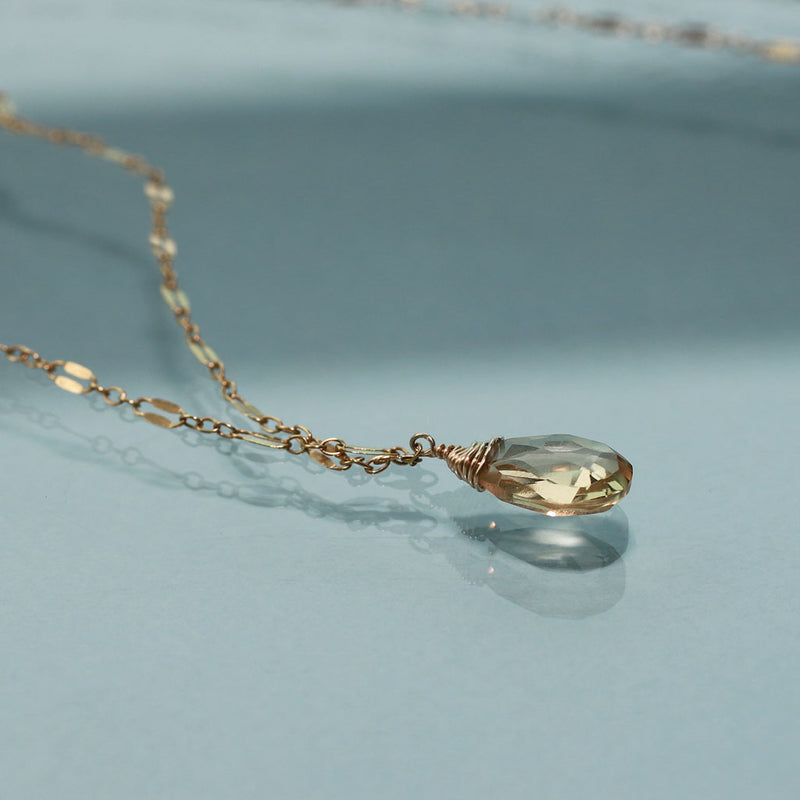 champagne quartz and gold necklace