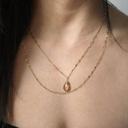 champagne quartz wrap necklace on 14k gold filled chain handmade by delia langan jewelry