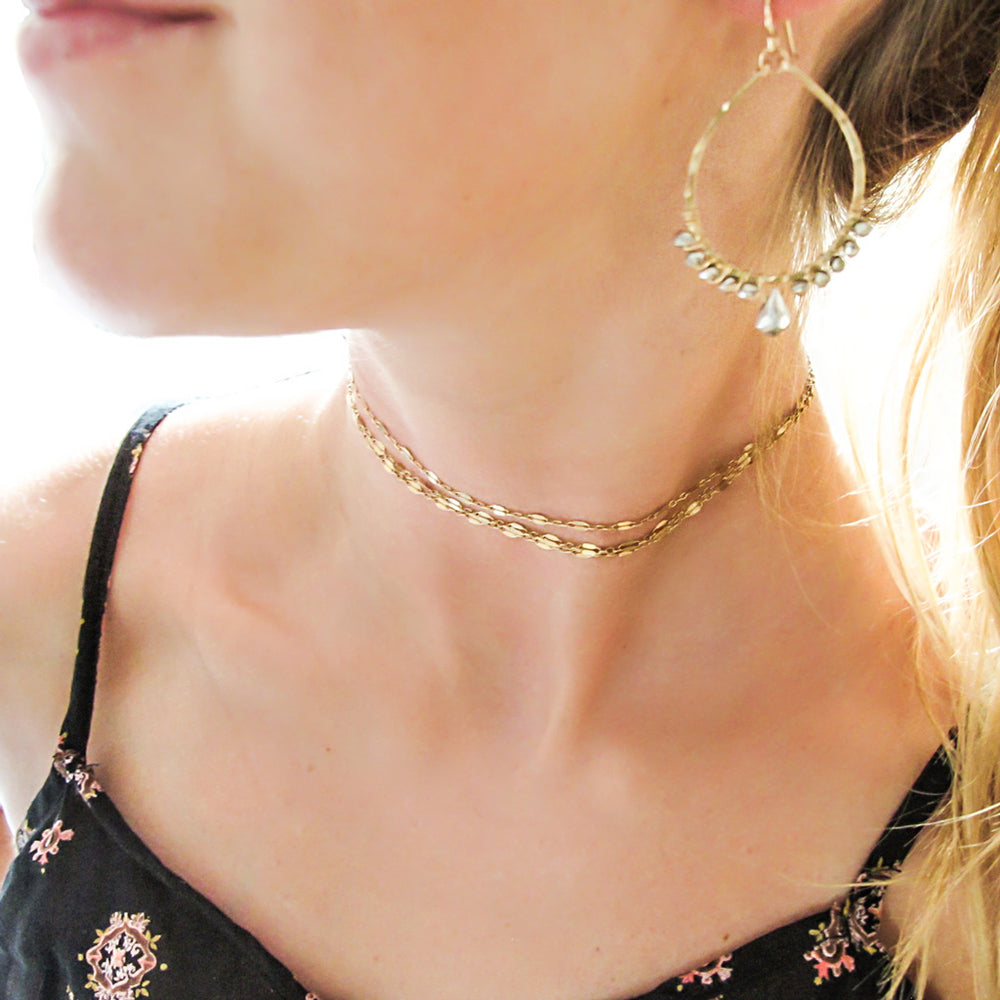BSGRL Women’s Choker Necklace – 14K Gold Filled Layered Chain, Dainty No Gemstone