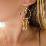 citrine hessonite and champagne quartz gold colored gemstone earrings