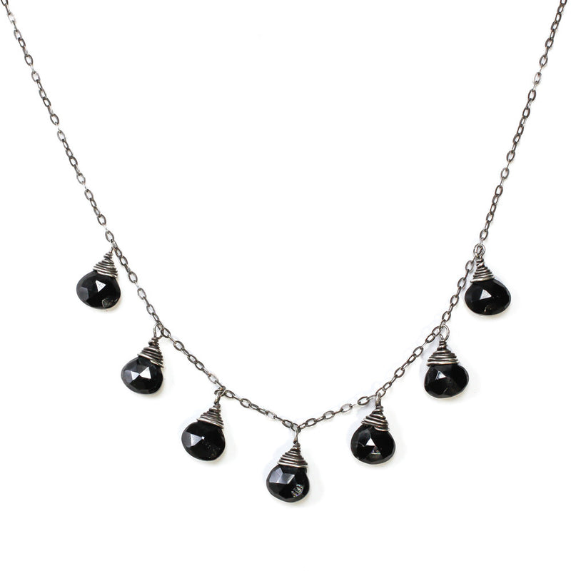 black spinel and oxidized silver necklace