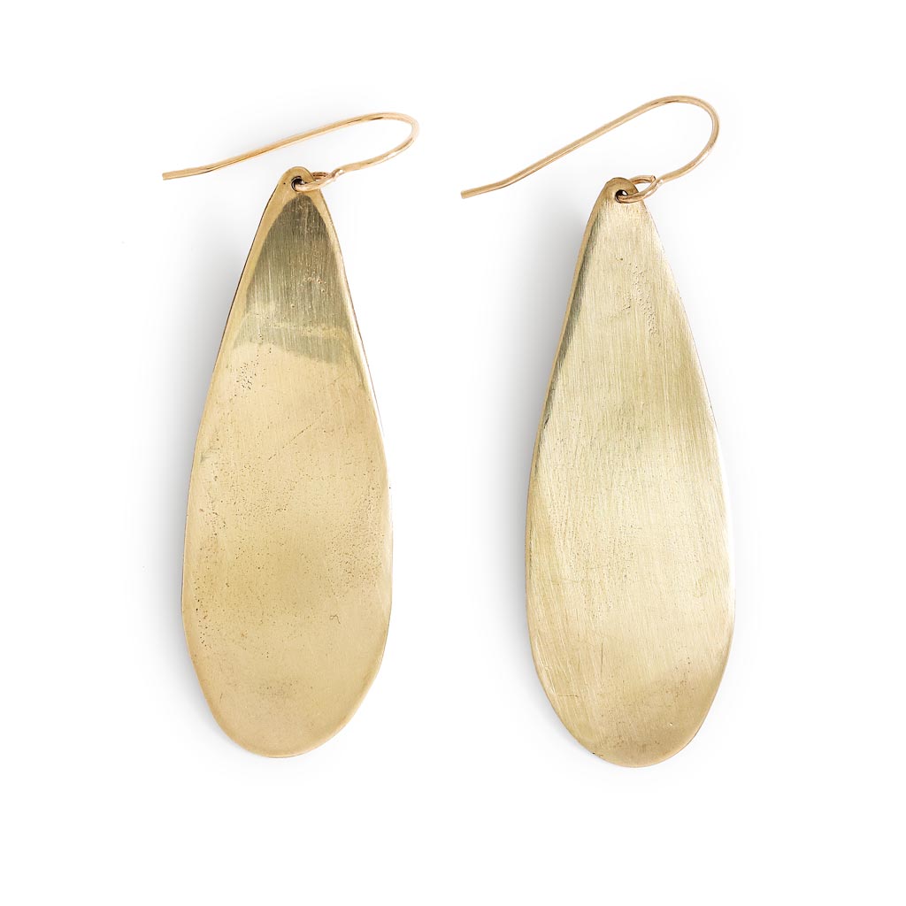 extra large brass teardrop earrings