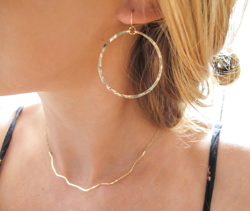 Hammered Hoop Earring - Handmade Jewelry By Camellia Design