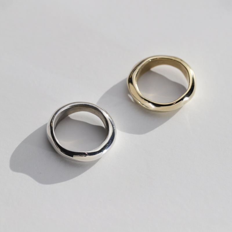 two gold and silver chunky simple rings