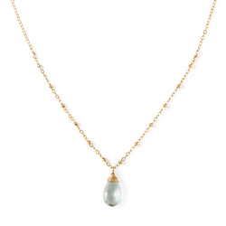 dainty green amethyst and gold pendant