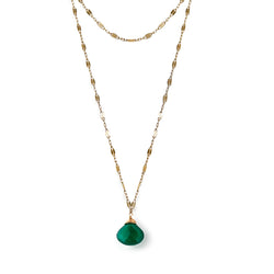 green onyx and gold choker wrap necklace