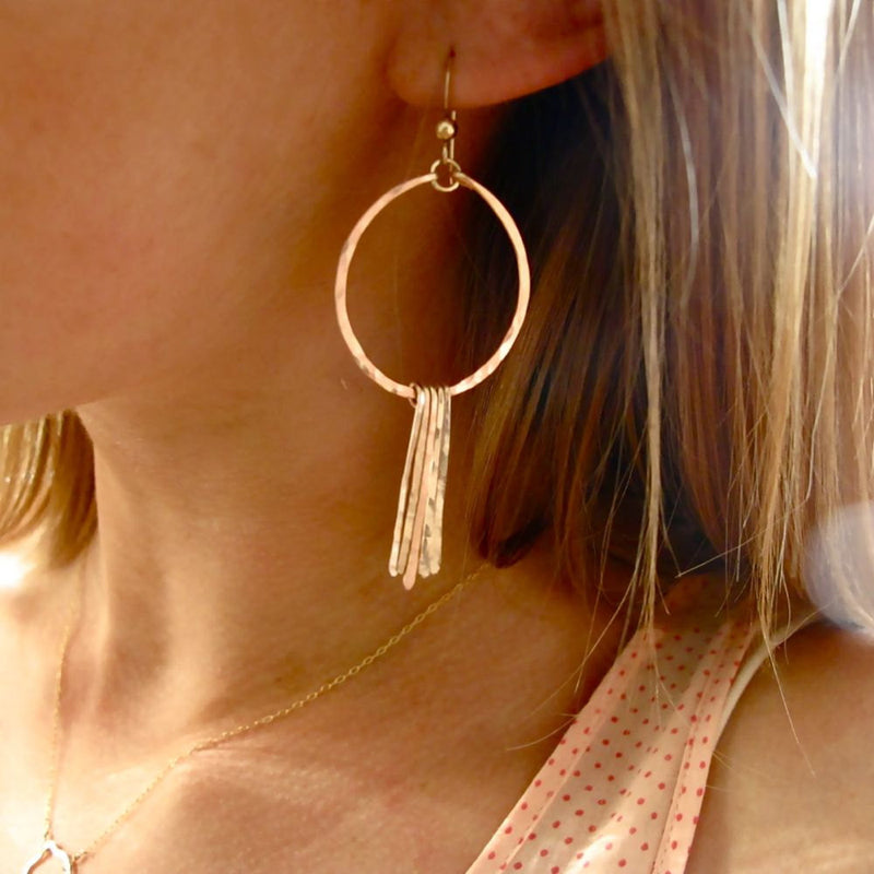 Rose Gold Fringe Hoops