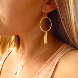 Rose Gold Fringe Hoops