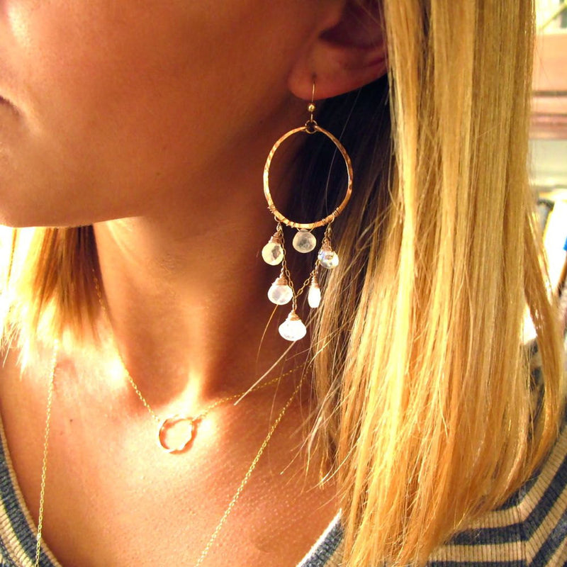 moonstone and 14k gold filled chandelier earrings by delia langan jewelry