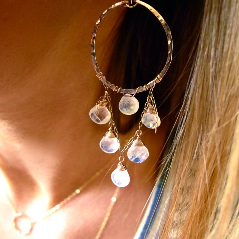 moonstone and 14k gold filled chandelier earrings by delia langan jewelry